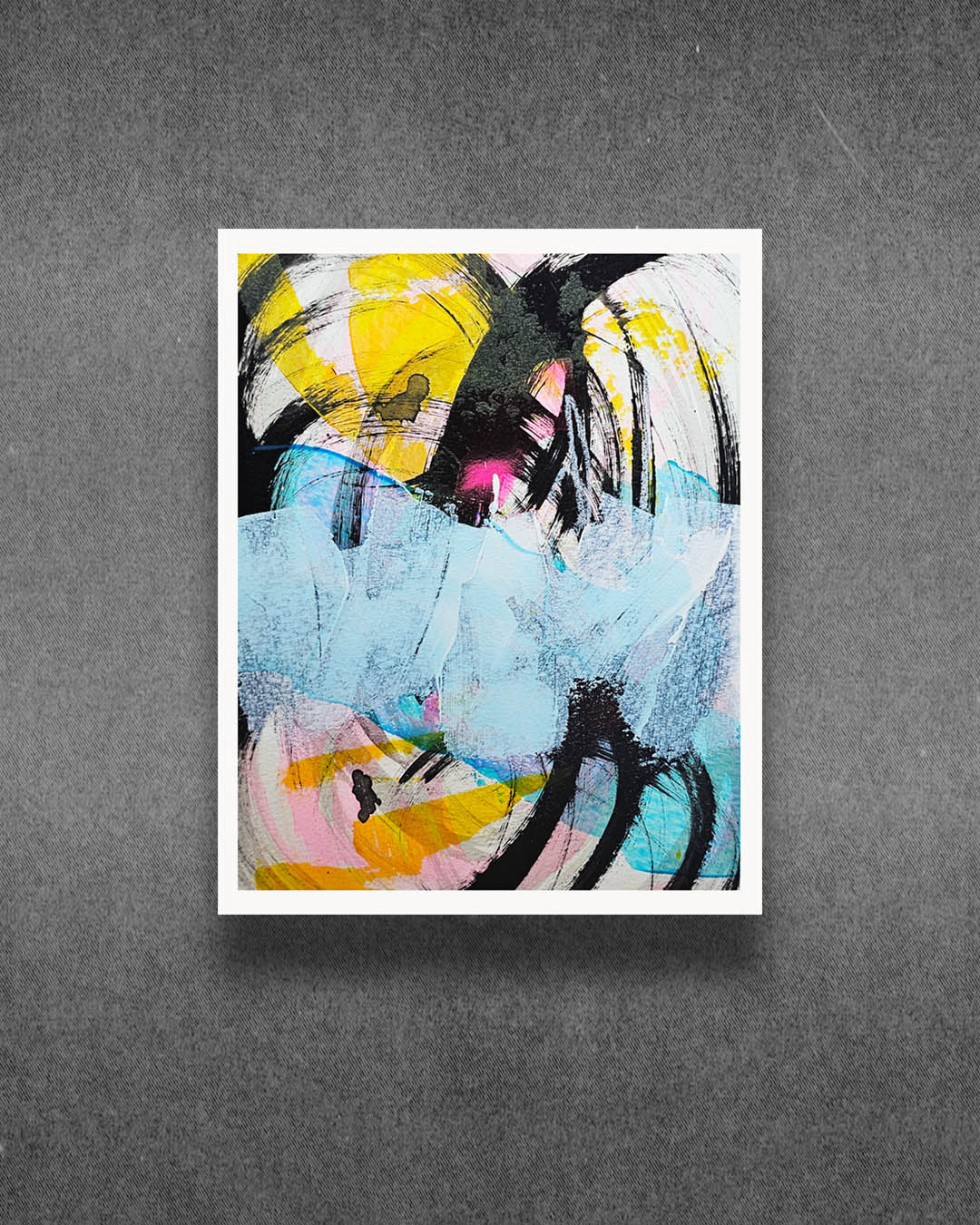 A bright, multicolored abstract painting by Canadian artist Christopher Reilly.