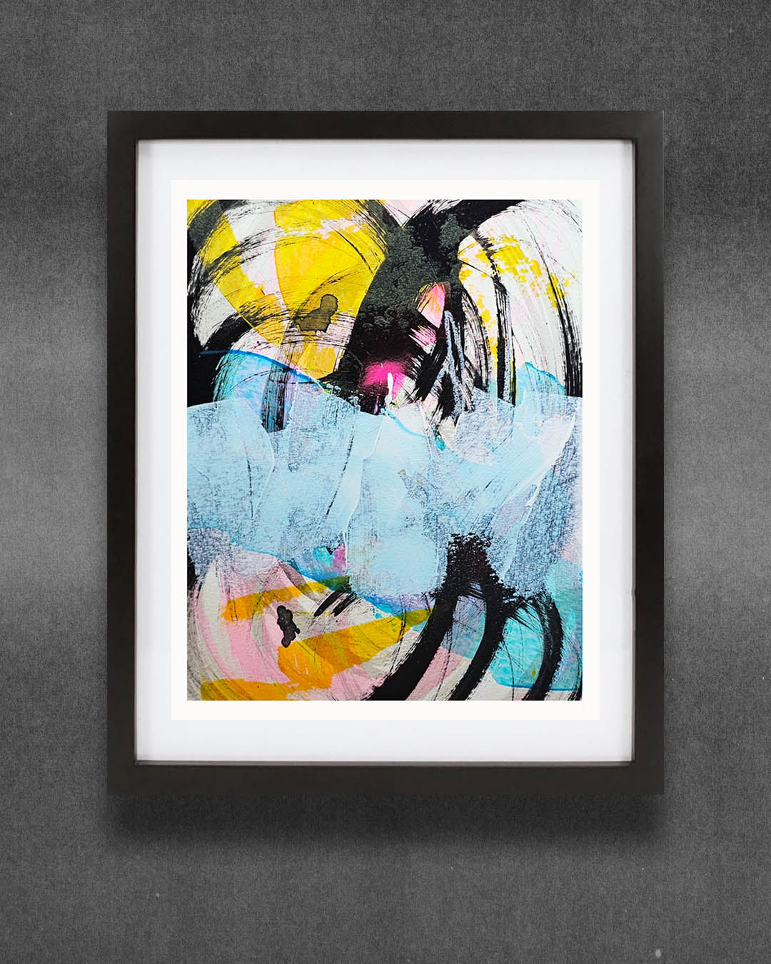 A bright, multicolored abstract painting by Canadian artist Christopher Reilly.