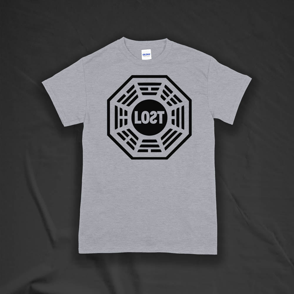 The Lost Initiative t-shirt by Lost Streetwear. The bold black logo is screen printed on a light grey shirt.