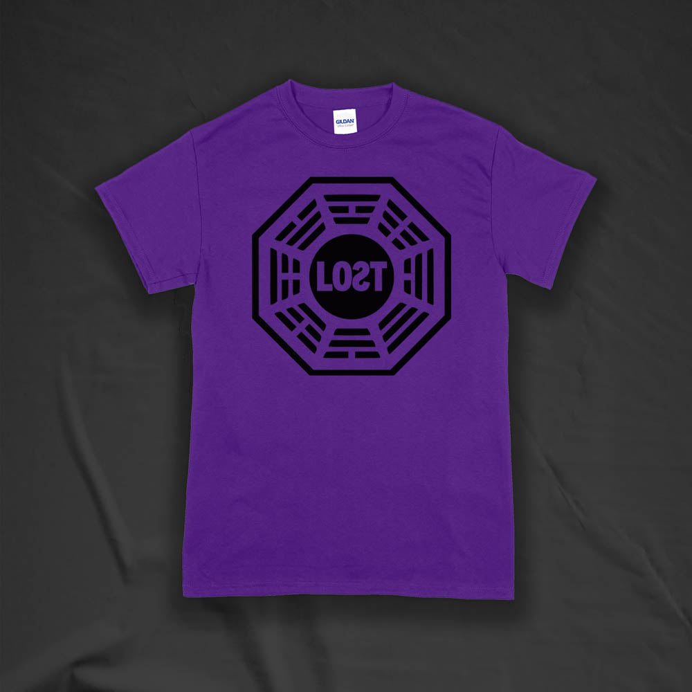 The Lost Initiative t-shirt by Lost Streetwear. The bold black logo is screen printed on deep purple shirt.