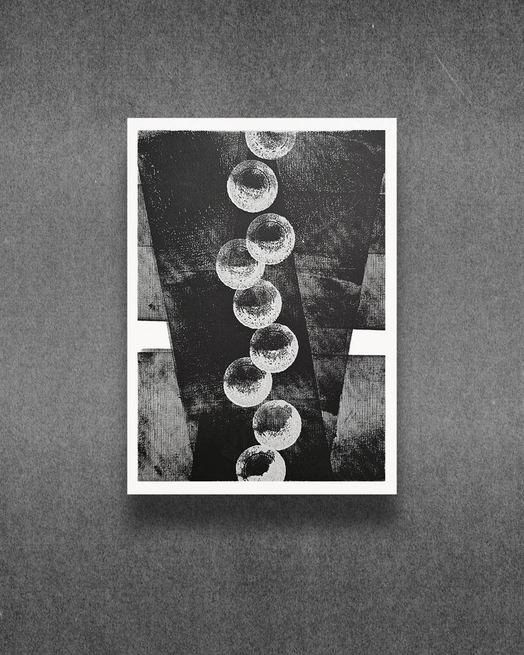 A monochromatic black and white abstract painting by Canadian artist Christopher Reilly