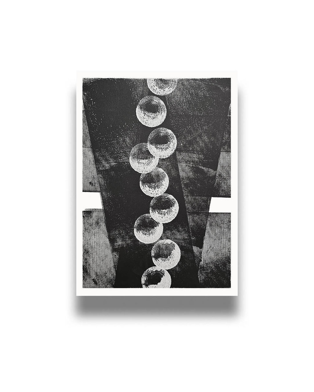 A monochromatic black and white abstract painting by Canadian artist Christopher Reilly